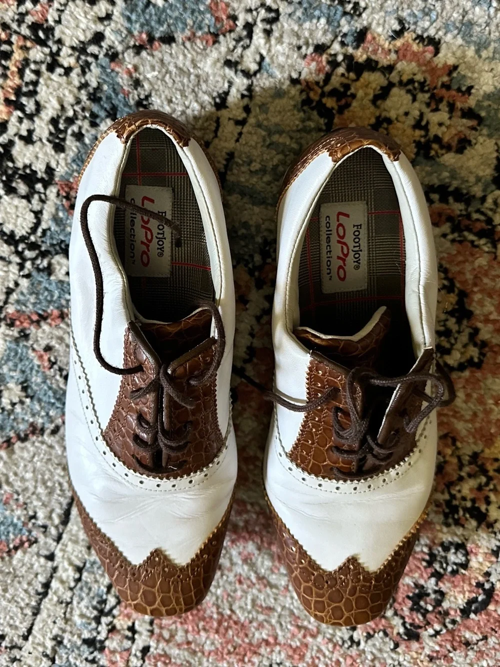 FootJoy LoPro Collection Women’s Wingtip Golf Shoes - Brown/White - Size 7M